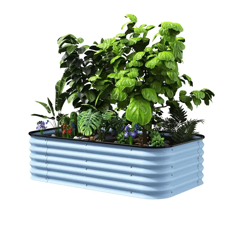 for 17 Inch H Rectangle Galvanized Raised Garden Beds for Vegetables Metal Planter Boxes Outdoor Flower Bed Kit Steel Patio
