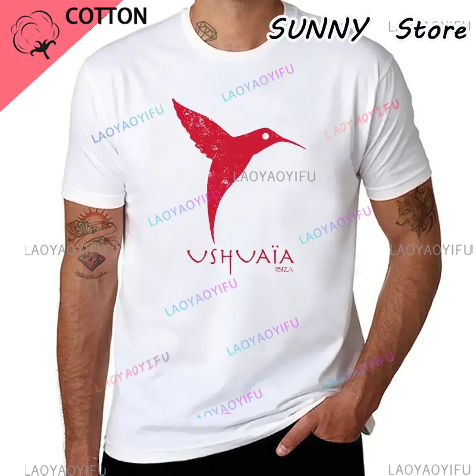 New Ushuaia Ibiza Party T-Shirt quick drying shirt t shirt man animal print shirt for boys vintage clothes Men's cotton t-shirt