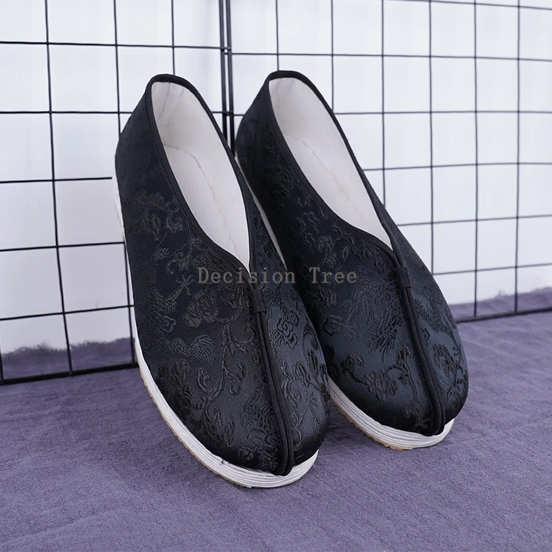 2025 handmade chinese traditional cloth shoes men's summer new chinese black dragon pattern martial arts men's cloth shoes a001