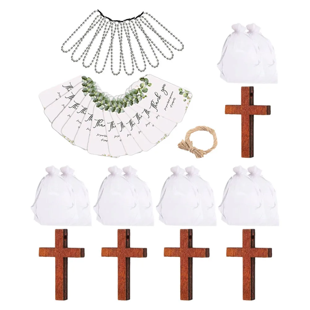 

50Sets Compact Wood Cross Charms Religious Hanging Decor Natural Theme Adornments for Christmas Tree Wooden Cross Wall Decor
