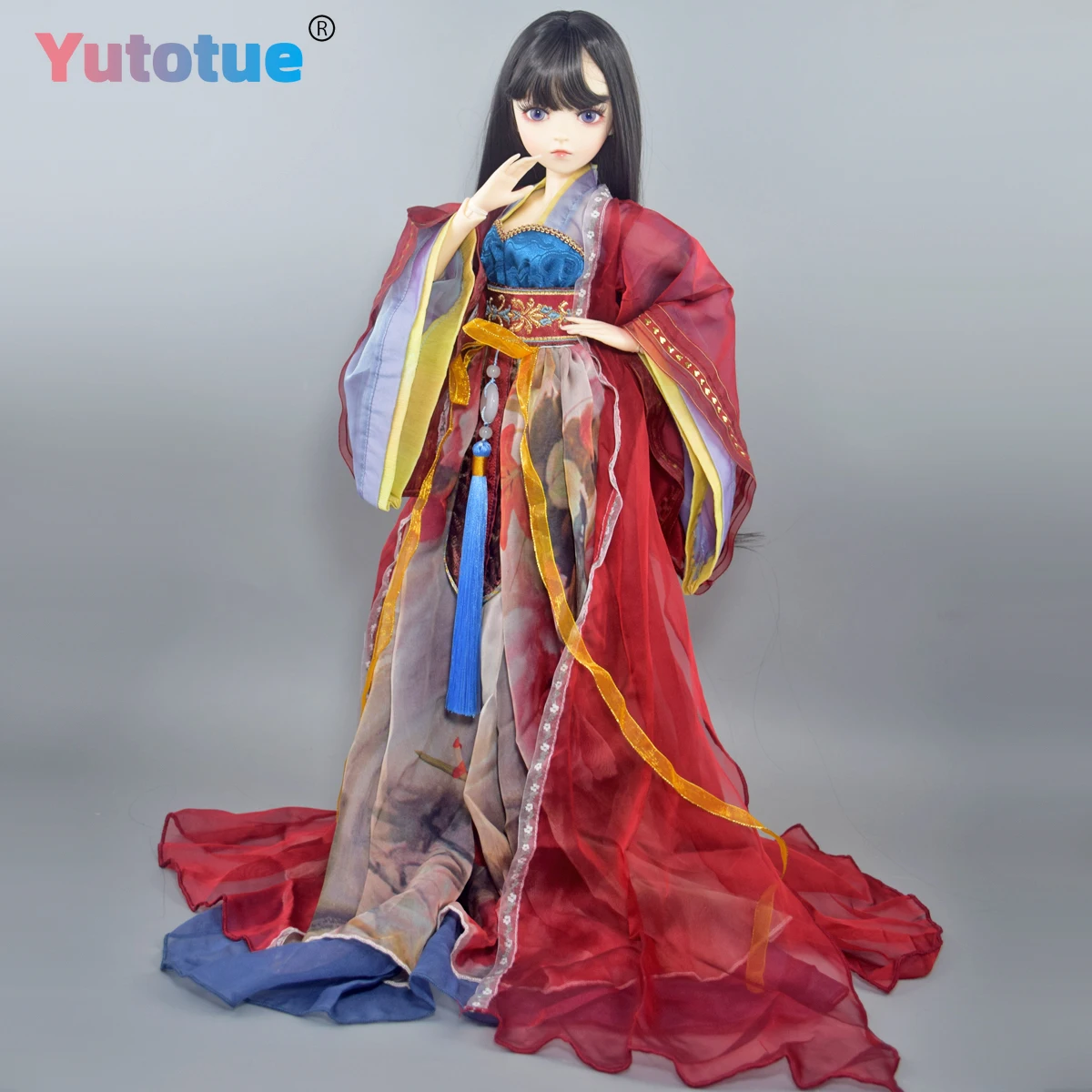 YUTOTUE 60 cm Hoogte Meisje Pop met Afneembare Oude Kleding Pak Lange Zwarte Pruiken Speelgoed 1/3 BJD Pop Levensechte