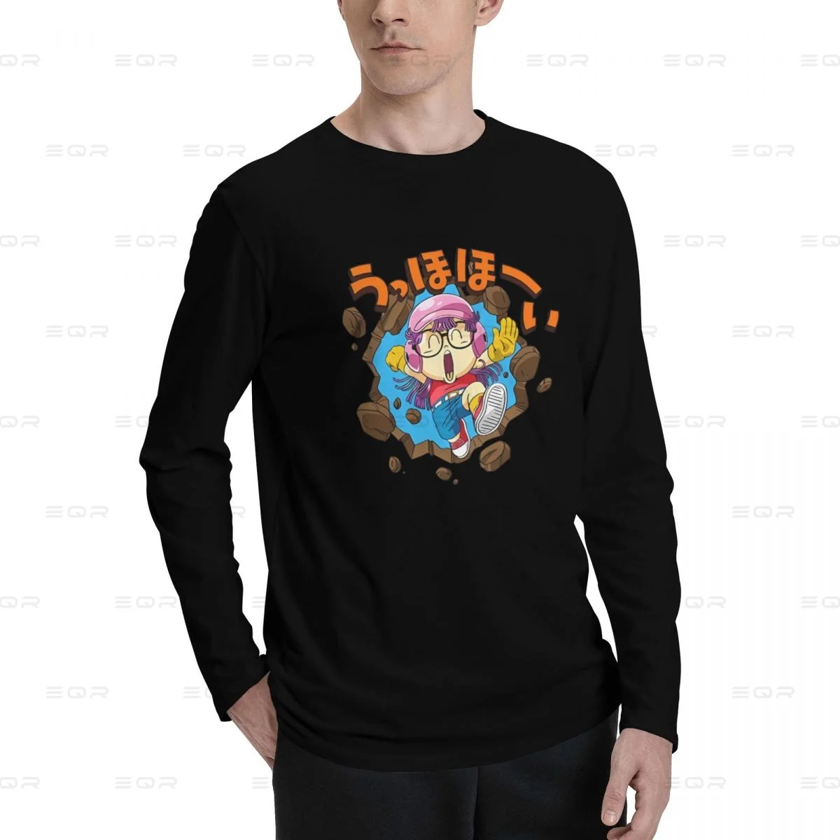 Arale Norimaki men Cotton Digital Direct Spray printed long sleeved T-shirt,fashion Unisex Tees