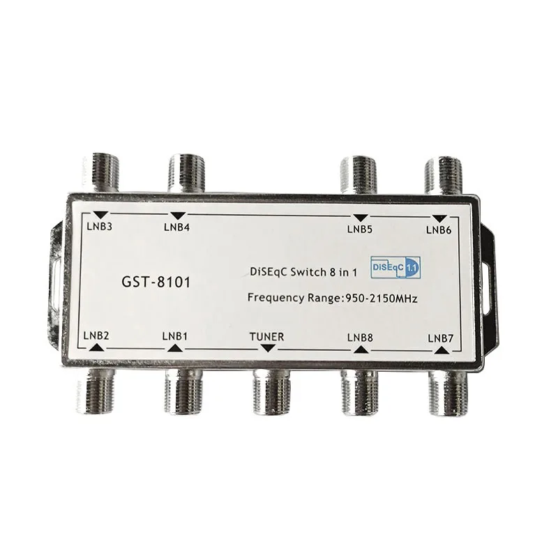 High Digital Ready DiSEqC Switch 8x1 Multiswitch For Wideband Satellite Receiver 950-2400MHz DiSEqC2.0 Switch FTA Dish Flat LNB