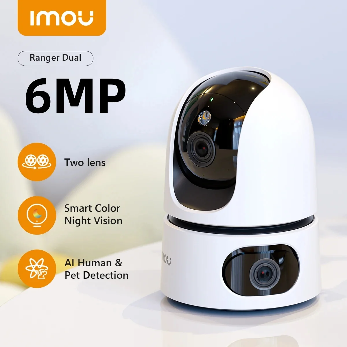 

IMOU Ranger Dual 6MP Two Lens 3+3MP Smart Home WIFI IP Camera Indoor HD Image Pet Detection Two-way Talk PT Surveillance Cameras