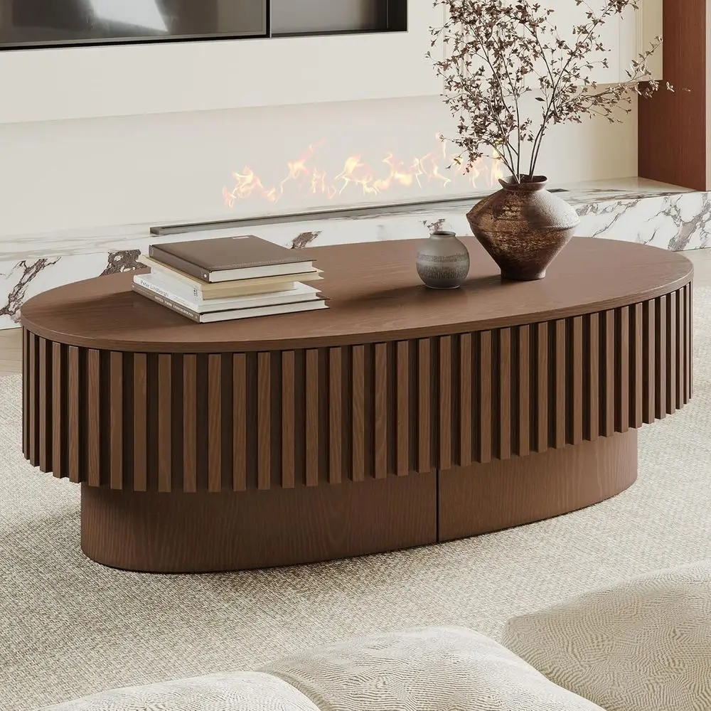 

Элегантный прямоугольный журнальный столик с местом для хранения для гостиной или домашнего офиса, темно-коричневый