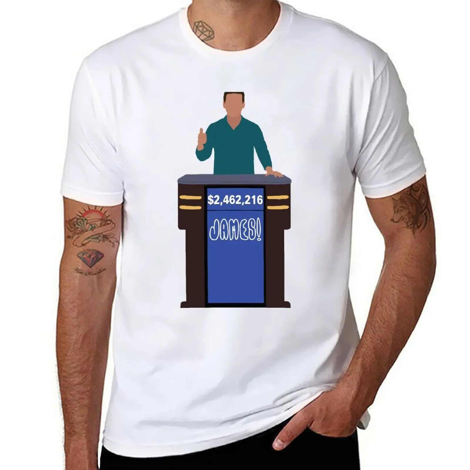 

Heroes of Quiz Shows: James! Holzhauer at the Podium (new shirt) T-Shirt g man t shirts for men man t shirts graphic T-Shirt
