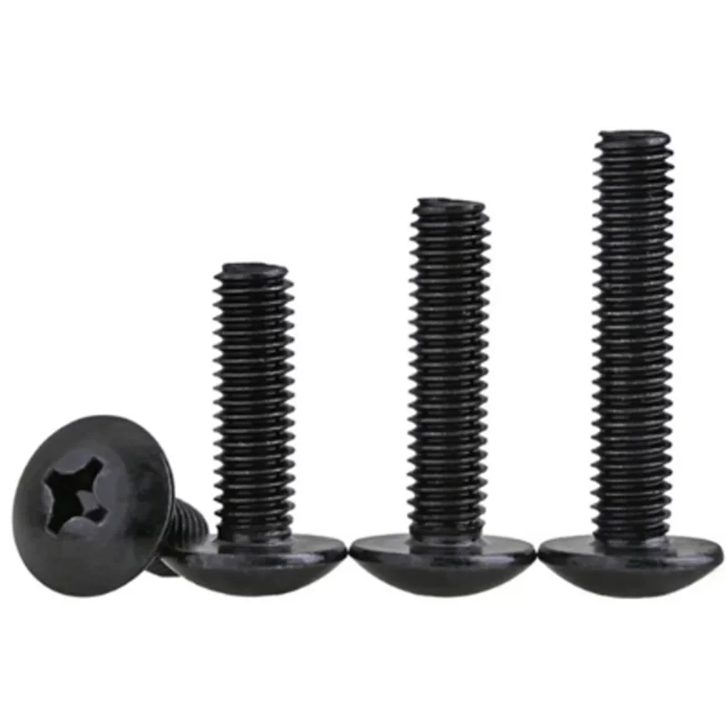 M2 M2.5 M3 M4 M5 M6 الكربون الصلب-النيكل مطلي/الزنك الأسود فيليبس تروس رئيس كبير شقة مستديرة الصليب مسمار مزلاج طول 3-50 مللي متر #4