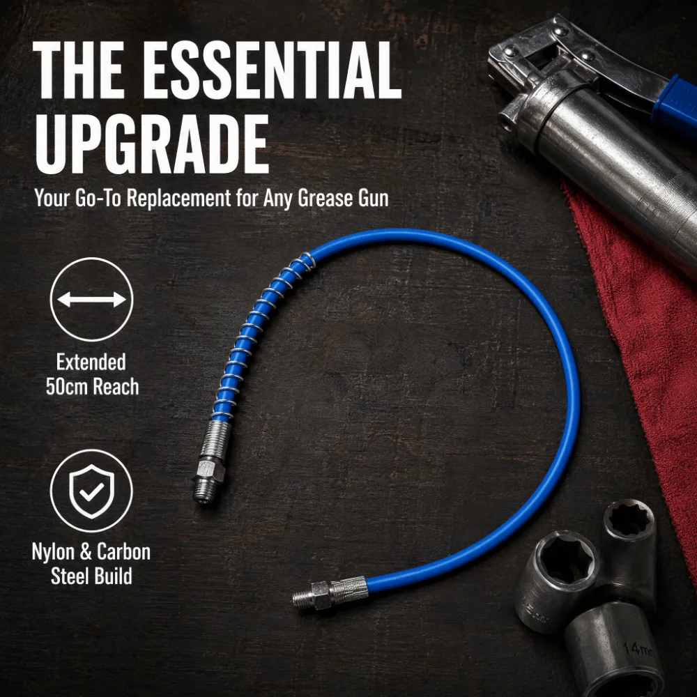 10000 PSI Grease Gun Whip Hose Spring Flex Explosionproof Grease Gun Coupler Quick Release Grease Gun Replacement Hose