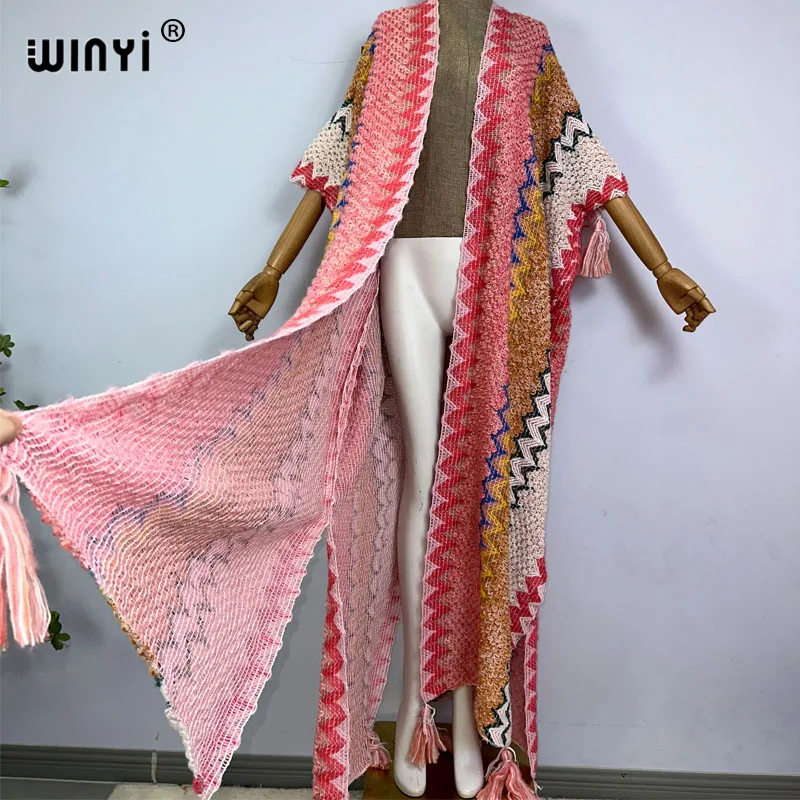 WINYI woman Winter tassel Knitted cardigan coat Loose Christmas Fashion hipster party dress Thick Warm free size Female cloke