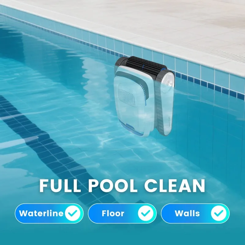 Intelligent Pool Vacuum Cleaner Battery Wireless, Pool Robot Floor and Wall, Waterline, Navigation, 120 Minutes Running Time