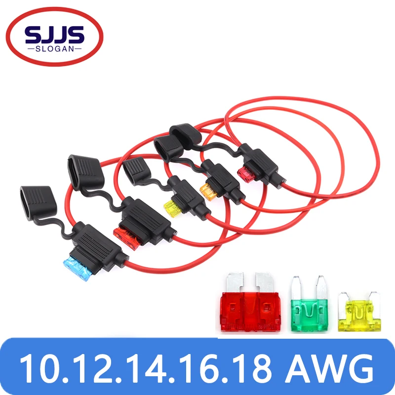 Small Medium Auto Fuse Holder Waterproof 32V Mini 18/1614/12/10AWG And Car Blade Fuse 3A 5A 7.5A 10A 15A 20A Standard/Mini/Micro