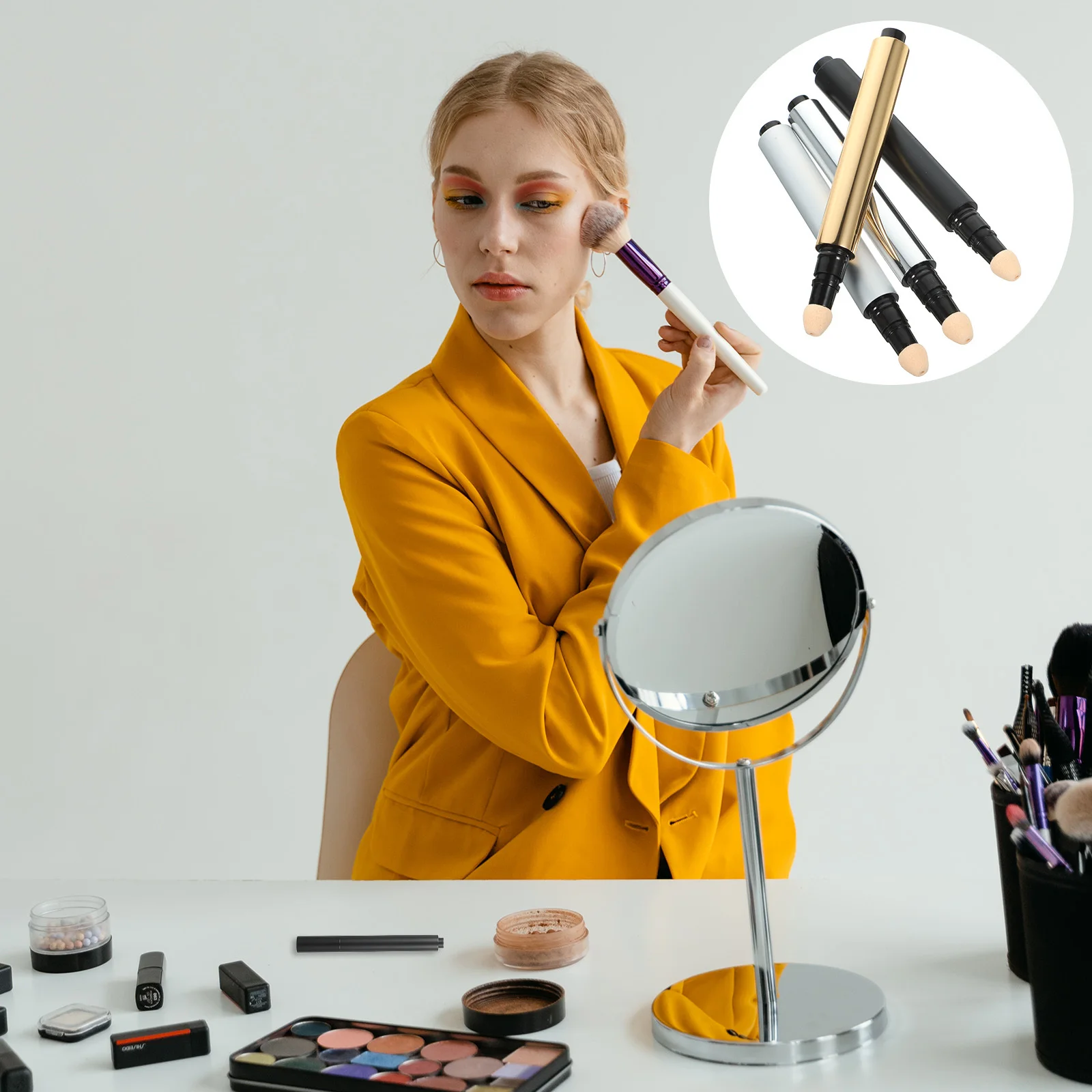 หลอดคอนซีลเลอร์เปล่า 4 ชิ้น แบบพกพา ป้องกันการรั่วซึม สำหรับใส่ครีม DIY รองพื้นเหลว อุปกรณ์แต่งหน้า กล่องใส่เครื่องสำอางแบบพกพา