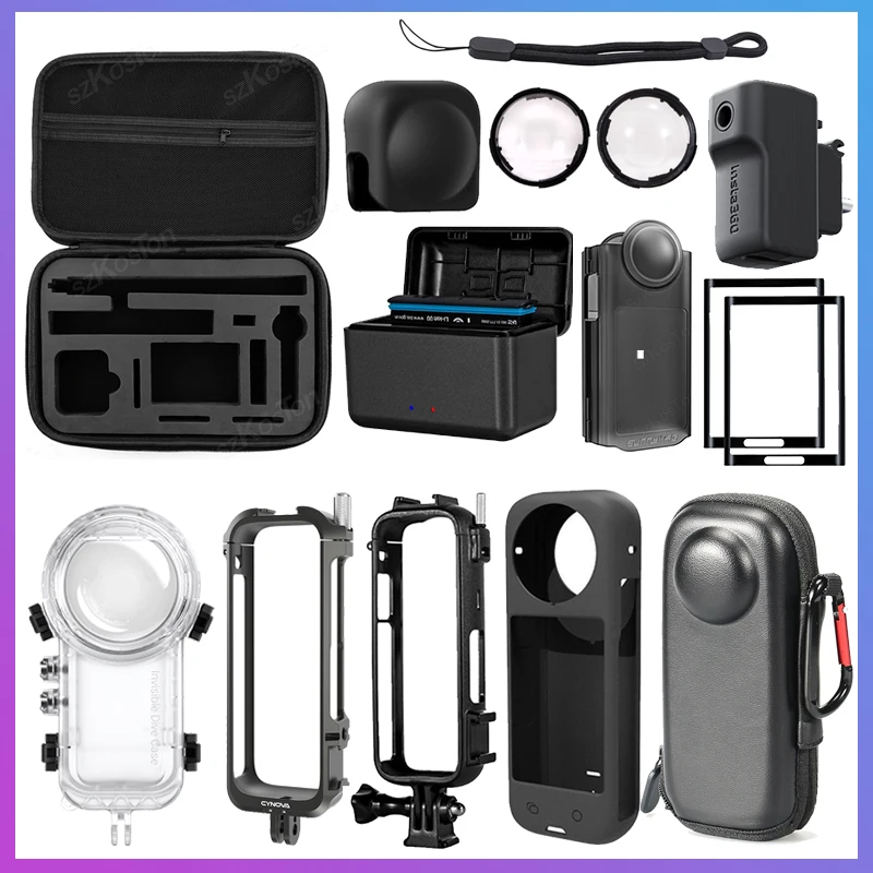 Аксессуары для Insta360 X4 защита для объектива Защита для экрана силиконовая зеркальная крышка мини сумка для хранения защитная рамка для Insta 360 X4