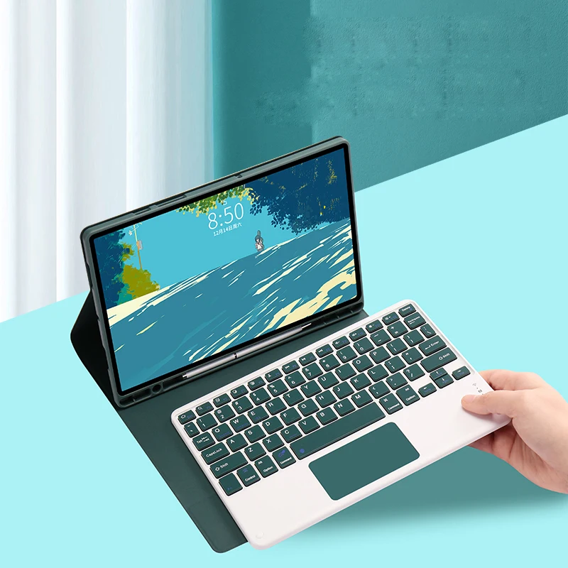 Imagem -05 - Capa de Teclado com Touchpad para Samsung Tablet Case Stand Pen Slot Galaxy Tab s6 Lite a7 a8 a9 Plus s7 s8 s9 s9 fe