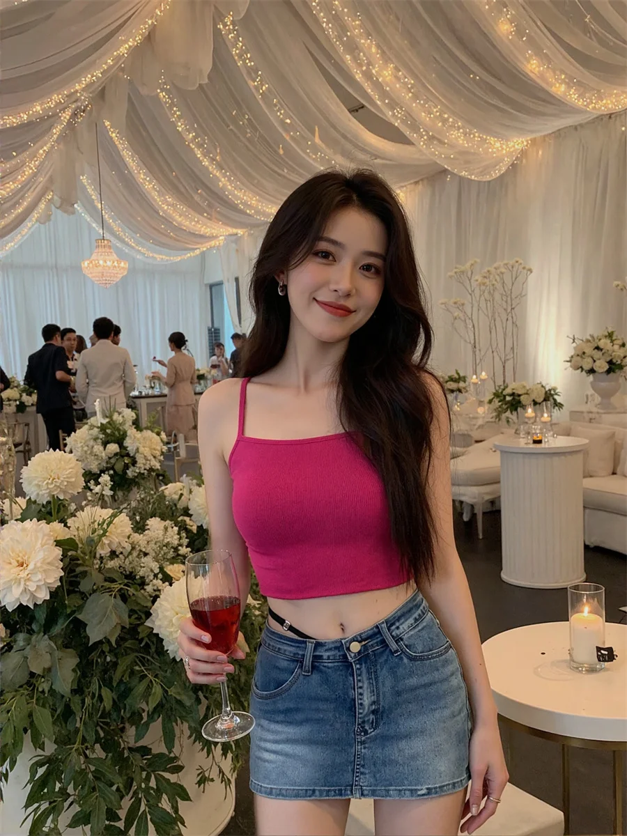 

Mini Denim High Waist Skirts Womens Midi Length Straight Cut Lightweight Cool Temperament Sense Office Work Formal Solid Color