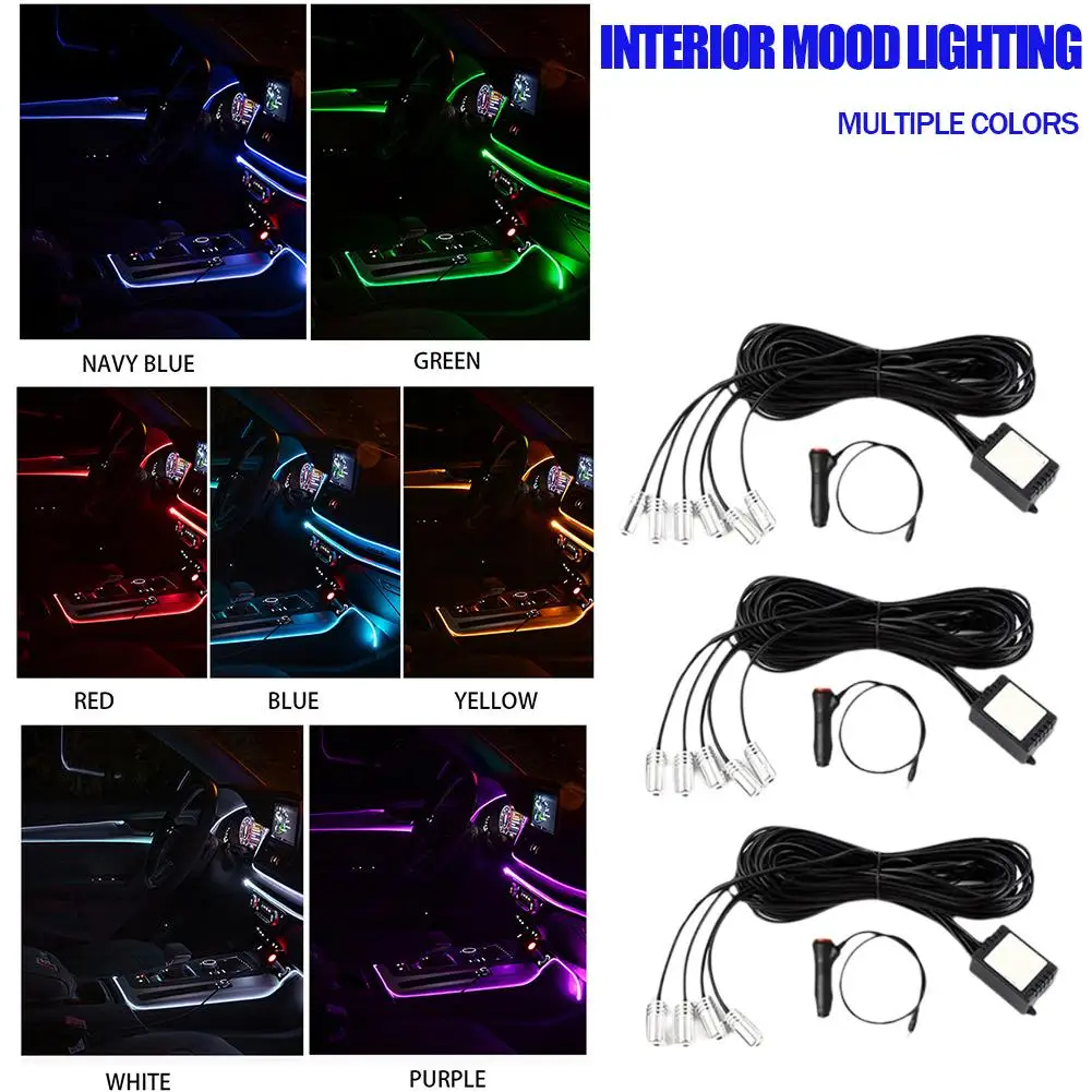 Colorful Luminescence LED Atmosphere Light Fiber Door Bar Strip Light APP Remote Control Auto Decorative Lamps Accessories