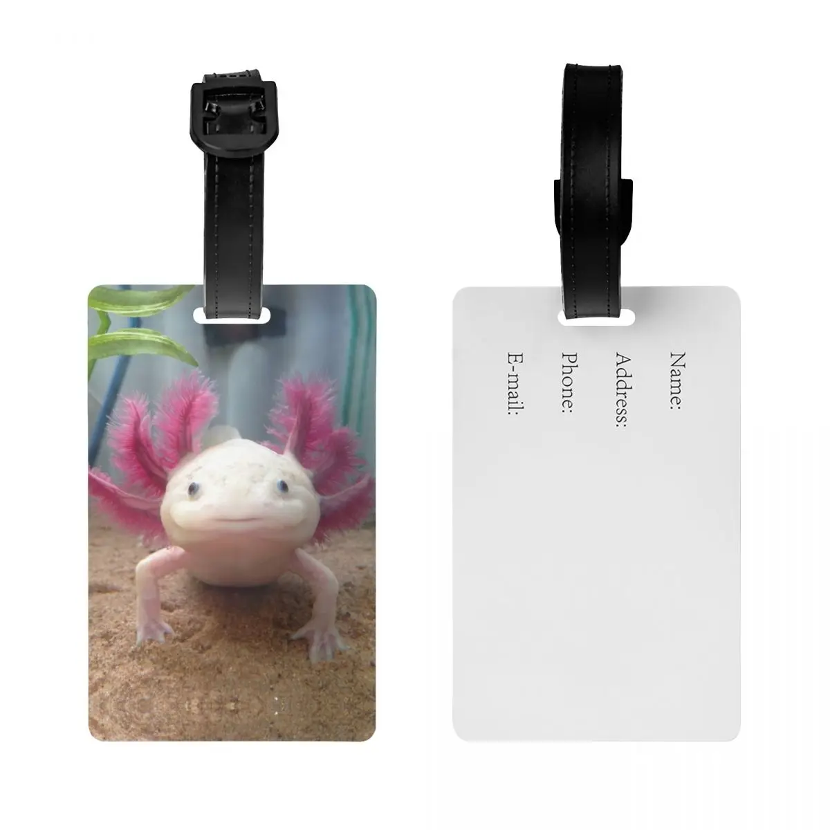 Lächelnde leuzistische Axolotl Gepäck anhänger für Koffer lustige Salamander Tier gepäck anhänger Datenschutz abdeckung ID-Etikett