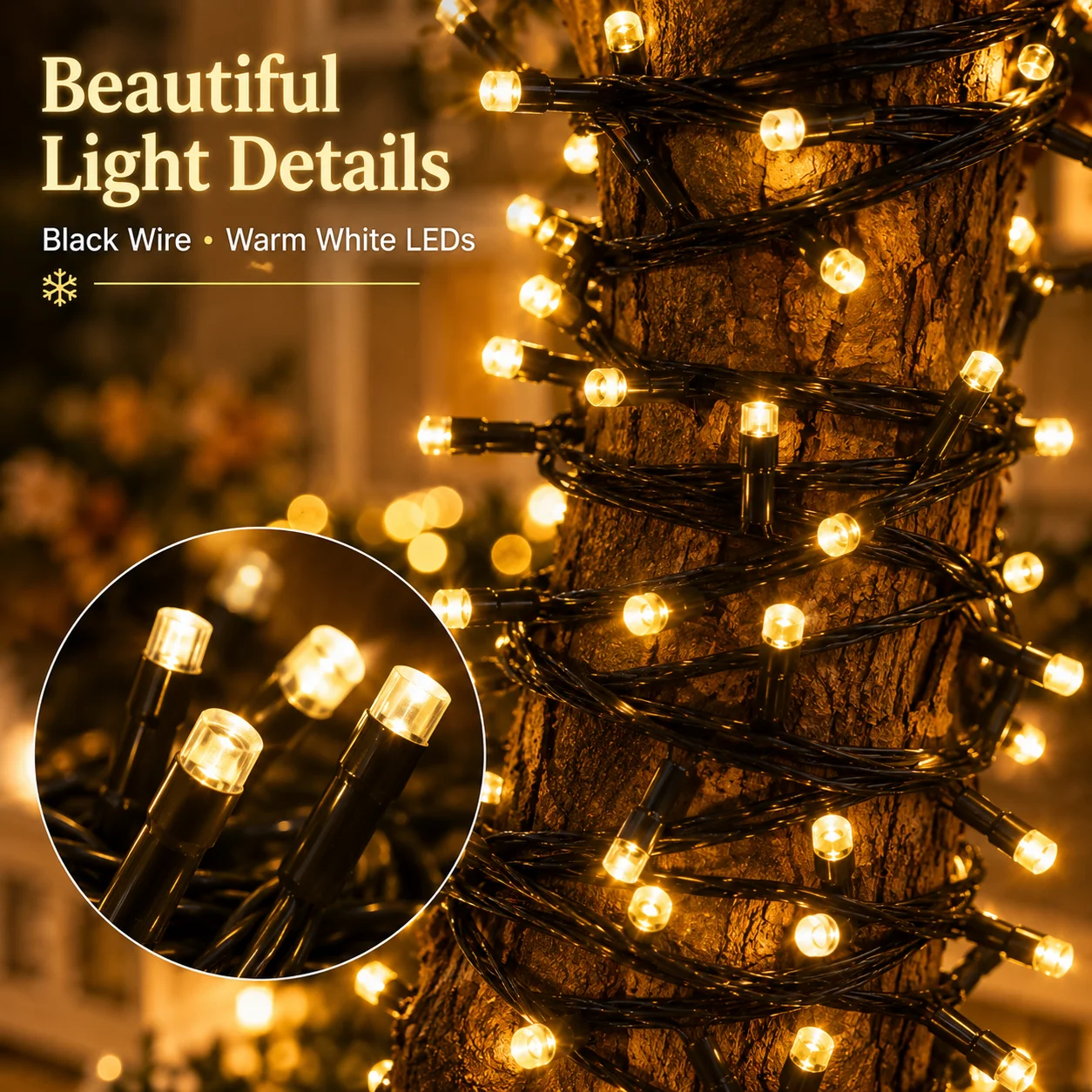 Christmas String Lights USB Reel Fairy Lights Warm White 20M 180LED 30M 260LED 40M 320LED 50M 400LED 8 Modes for Garden Patio