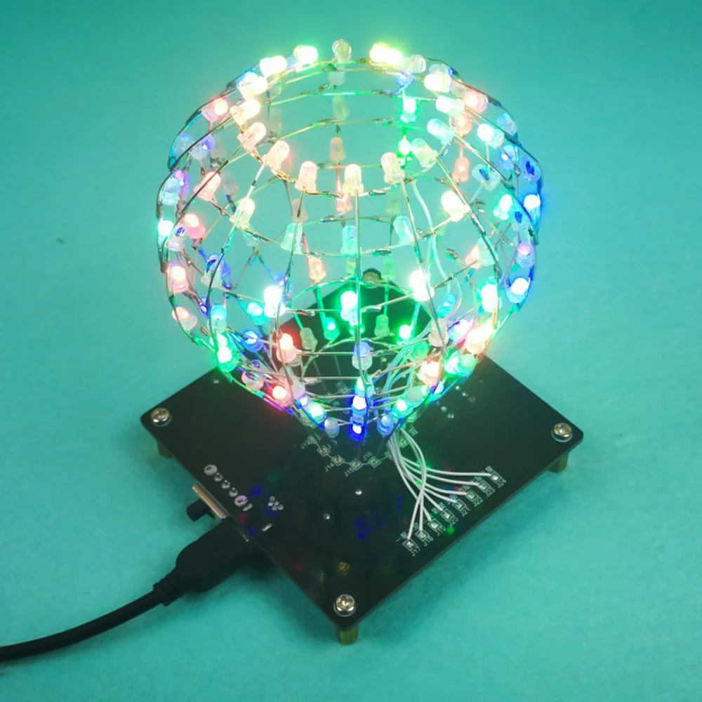 DIY Round Fruit Cube Electronic Kit Colorful LED Spectrum SCM Creative Welding Practice DIY Kit Electronic 5V