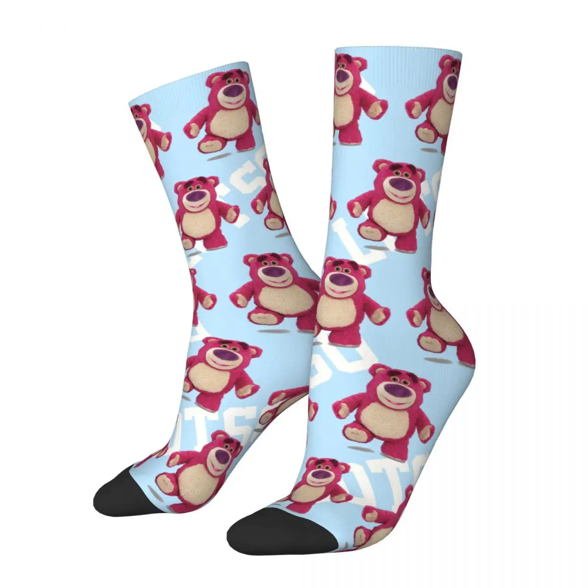 Crazy compression Cute Bear Sock for Men Harajuku Disney Toy Story Lotso Quality Pattern Crew Sock Novelty