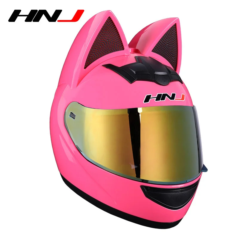 

2 Gifts HNJ Full Face Motorcycle Helmet Women Moto Helmet Moto Cat Ear Helmet Personality Motocross Helmet Capacete Casque