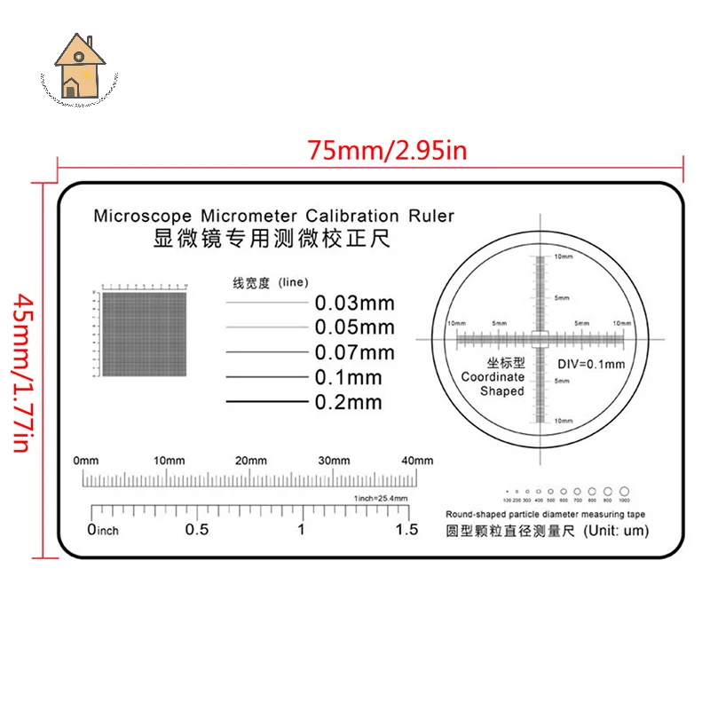 1pc Soft Ruler Microscope Micrometer Calibration Slide Line Width Particle Diameter Measurement High Precision Film Point Gauge