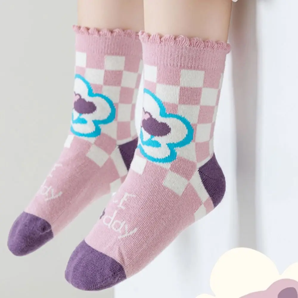 

5 pairs Rabbit Pattern Thicken Baby Socks Korean Style Flower Cartoon Children Socks Soft Autumn&Winter Home Sleep Socks Boys