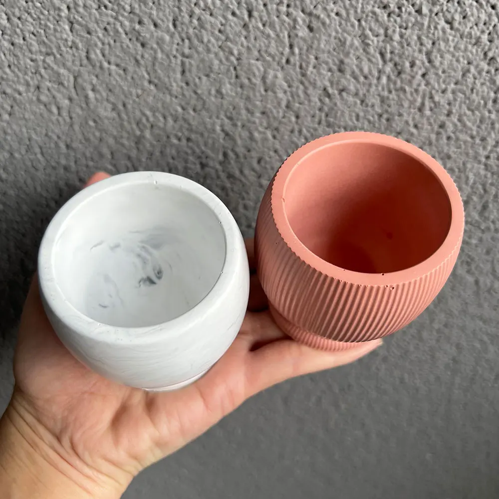 DIY Striped Plaster Candle Cup Silicone Mold Flowerpot Storage Jar Cement Gypsum Pottery Mould Concrete Making Crafts Supplies
