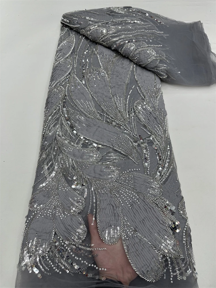 نسيج الدانتيل الأفريقي المطرز النيجيري أقمشة الدانتيل مع حبة الترتر عالية الجودة الأفريقي الفرنسي صافي نسيج الدانتيل