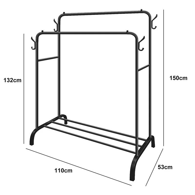 Clothes rack, Clothes Storage Rack For hanging clothes bags, Shoes Rack Storage Shelf,Double Rod Single Tier Hanger