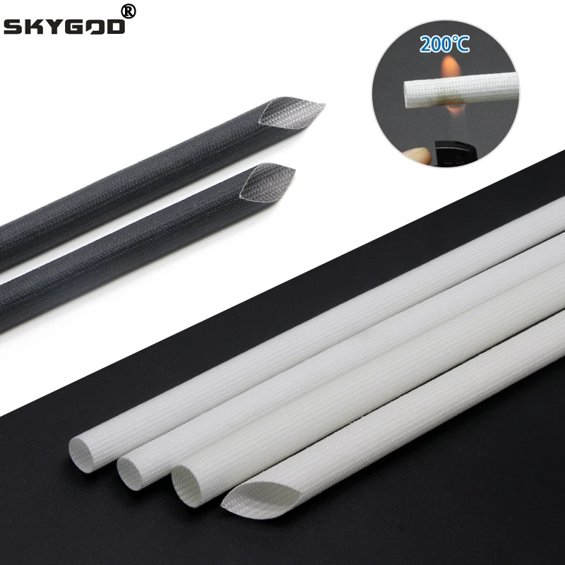 1~10m Braided Fiberglass Tube High Temperature Flame Resistant  Silicone Resin Fiber Glass Insulate Cable Wire Protect Sleeve
