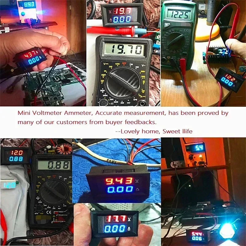 2025 NEW Mini Digital Voltmeter Ammeter Dual LED Display DC 100V 10A Panel Amp Voltage Current Meter Blue Red Tester Detector