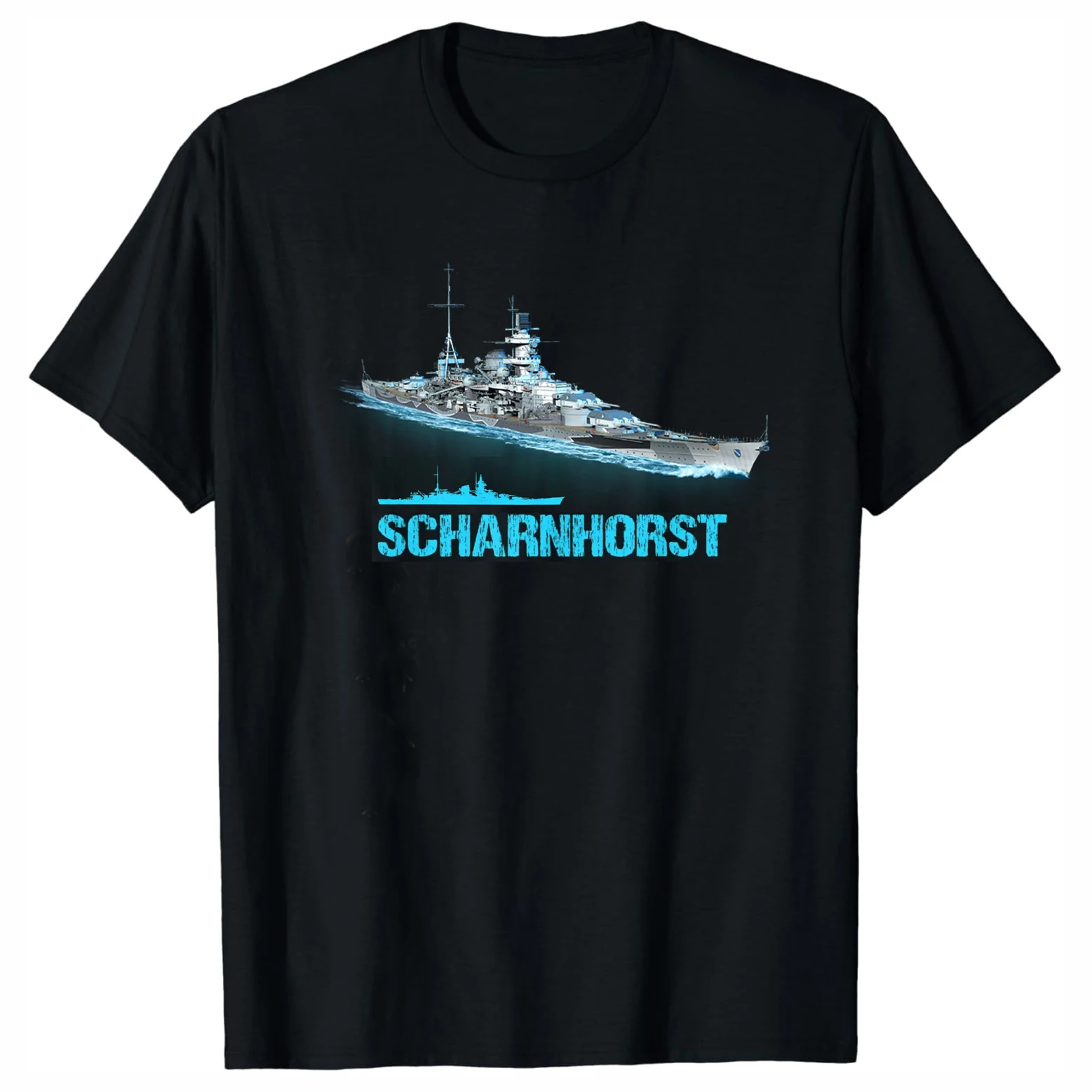 WWII German Naval Scharnhorst Battleship T-Shirt 100% Cotton O-Neck Summer Short Sleeve Casual Mens T-shirt Size S-3XL