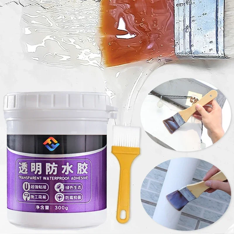 300g Transparent Waterproof Sealant Invisible Waterproofing Agent Toilet Floor Crack Sealant Anti-mould and Leakage Coating