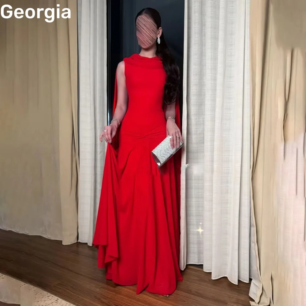 Dubai a linha personalizar vestidos de decote colher para baile de formatura até o chão plissado vestidos de chiffon para eventos especiais zíper até boné stra