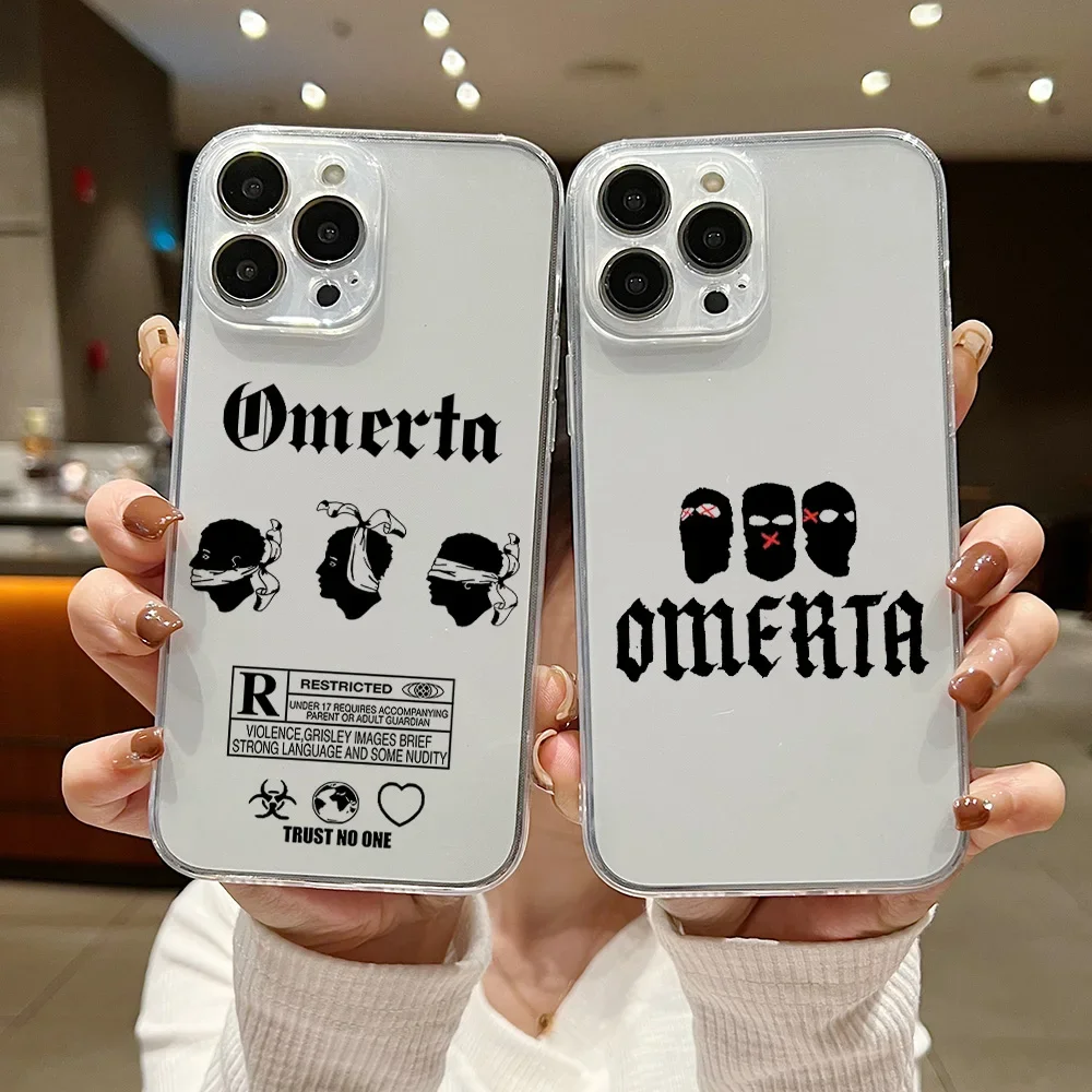 Hip Hop Maes Omerta Transparent For iPhone Case 16 15 14 13 12 11 Pro XR XS Max 7 8 Plus Phone Y2k Girl Pink Kawill Cover