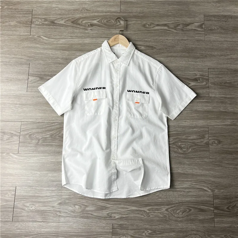 

Casual Loose Men's ort Sve irt Summer Faion White Cheered Texture Workwear Sle Youthful ular Button Detail