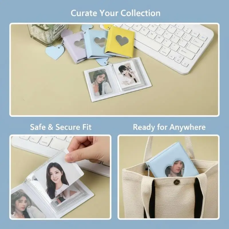40 Pockets Heart Hollow Photocard Holder 3 Inch Portable Love Style Photo Album for Birthday Gift for Card Collectors
