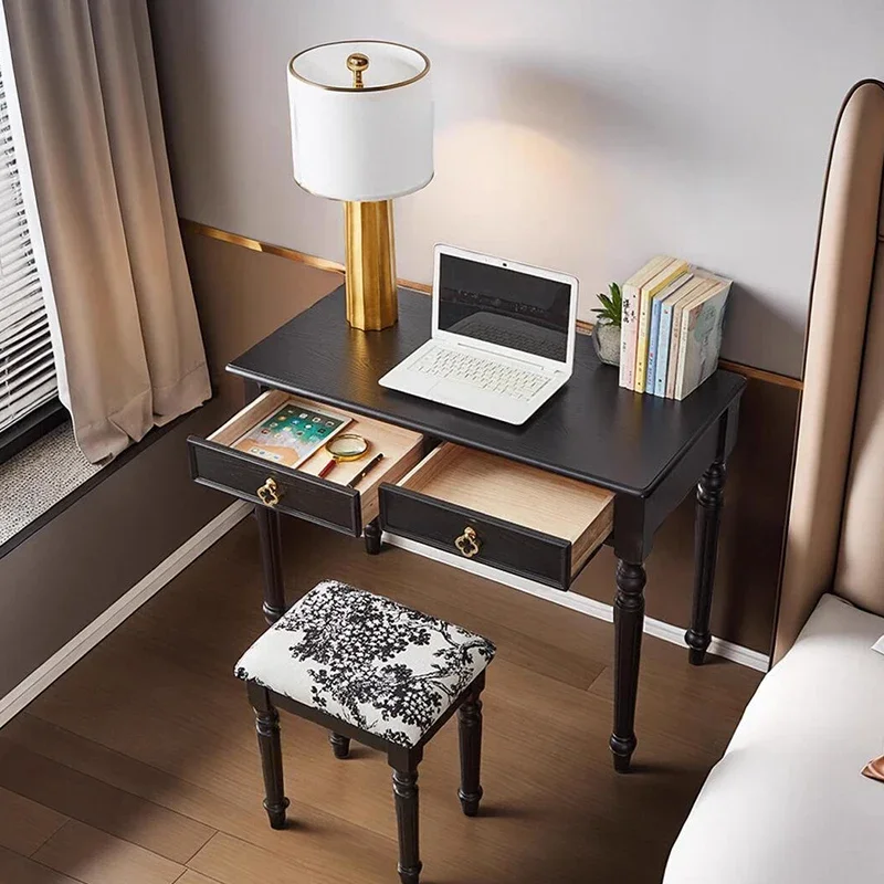 French black solid wood desk American home study bedroom retro antique ash wood computer desk writing table