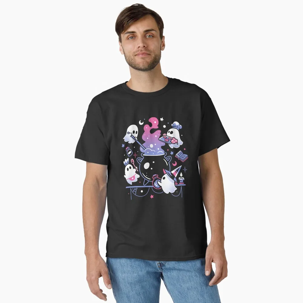 Spooky Ghost Party Witch Cauldron Classic T-Shirt Men Women Casual Streetwear Loose Fit Top Trendy Humor Fashion Tee Gift