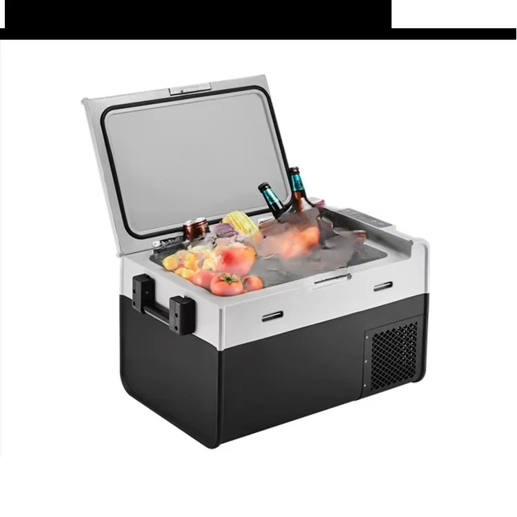 2022 PG45 12 فولت ثلاجة سيارة محمولة بالطاقة الشمسية 45L منطقة مزدوجة أغطيةين بطارية ثلاجة فريزر مع بطارية قابلة للفصل