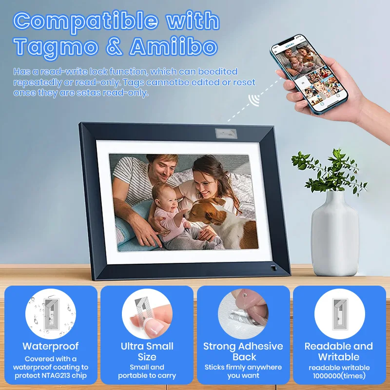 11*21mm NFC Tags Stickers with  NTAG213 Chip Clear Adhesive Labels Sticker Blank Rewritable Work with All NFC Enabled Devices