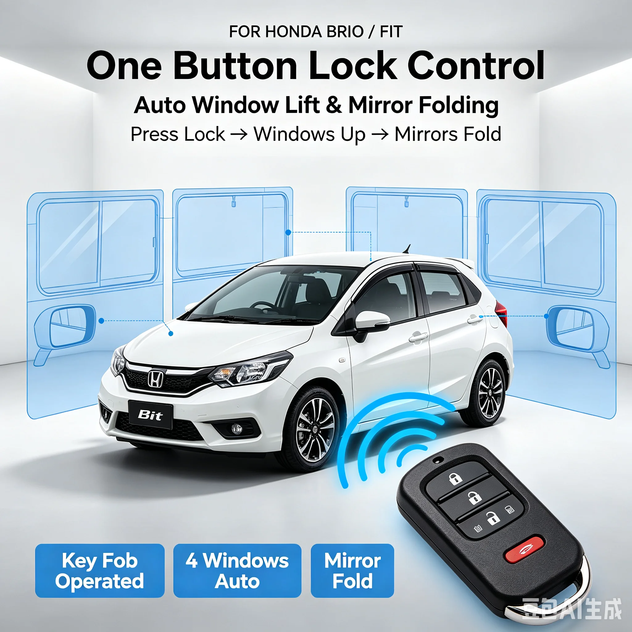 For Honda BRV Auto Window Closer & Fold Side Mirror Module Lock Car Close Window Roll Up Folding Mirror Plug and Play
