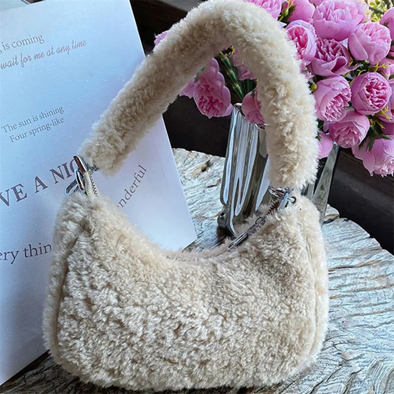 Winter Luxury Fur Bag High End Wool Fur Simple Handbag Trend Portable Women's Diagonal Straddle Bag Large Capacity Fur Bag