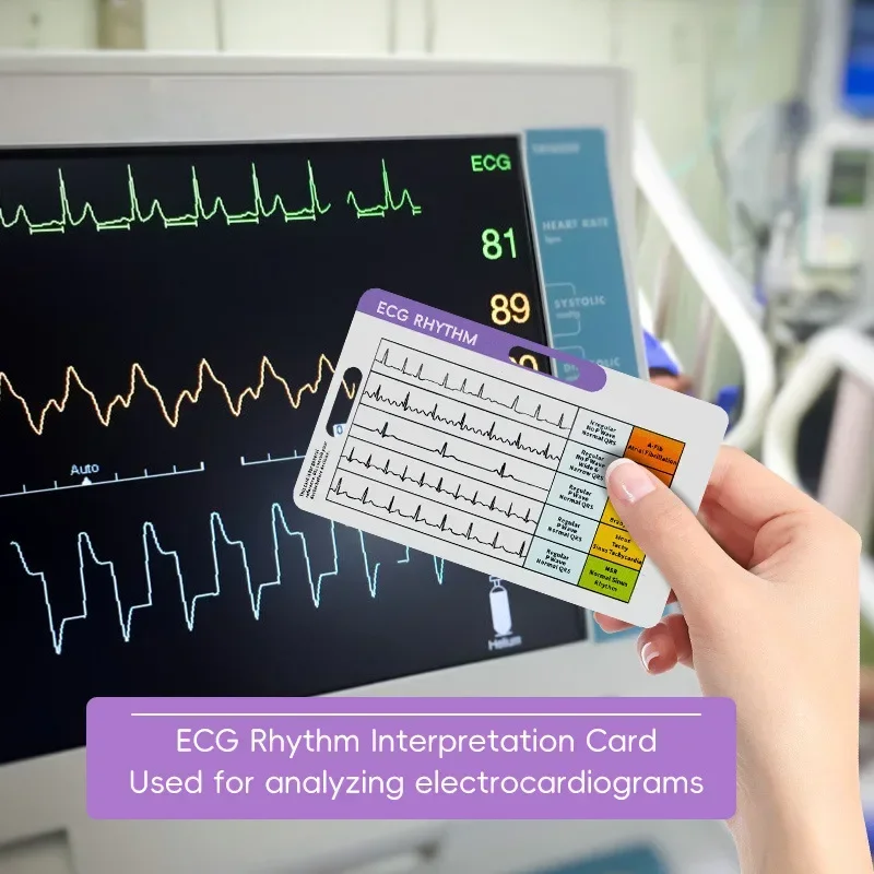 ECG Interpretation Cheat Sheet - Compact Durable Reference Tool for Medical Personnel, Clinicians & Healthcare Facilities