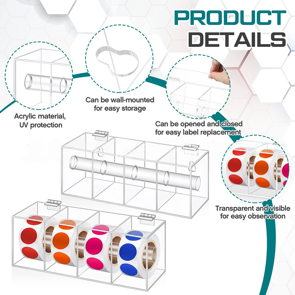 1pc Acrylic Sticker Roll Holder Day Of The Week Sticker Dispenser 2.17
