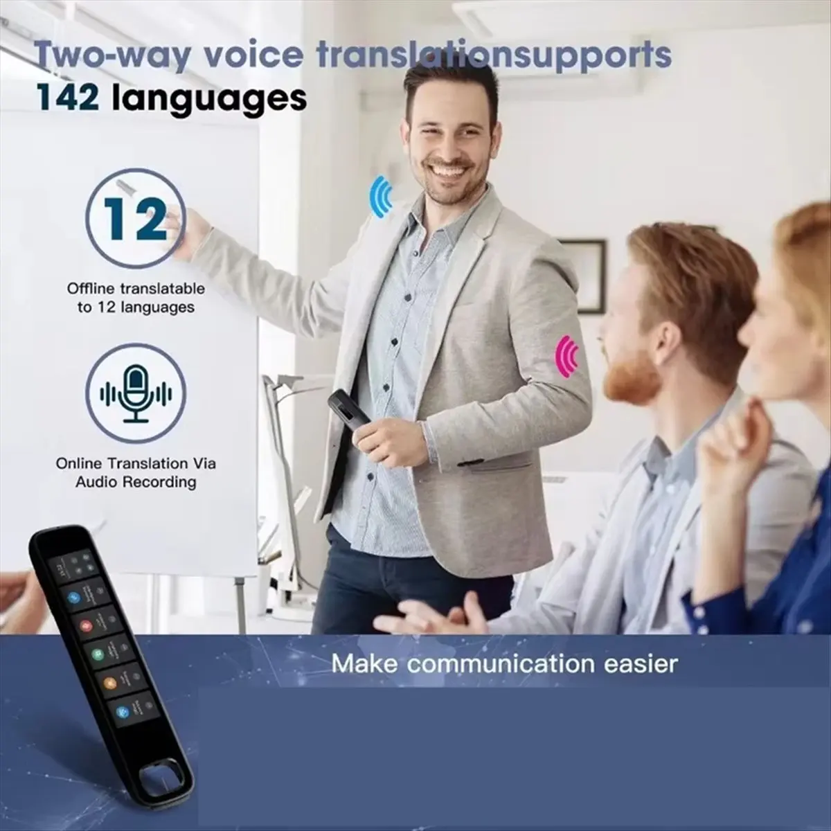 Multilingual Voice Translation Pen 3.76 Inches Screen 142 Languages Online & Offline Capabilities Smart Voice Translator