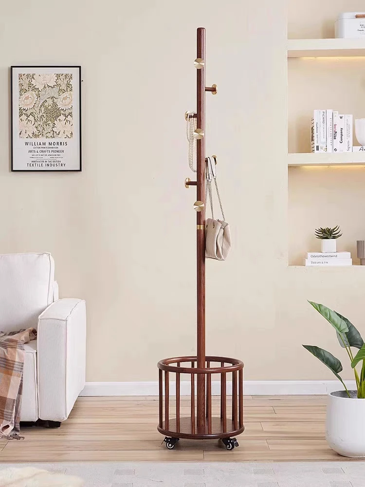 All-solid wood floor-to-ceiling coat rack bedroom home clothes rack simple vertical clothes rail online celebrity indoor bag ra