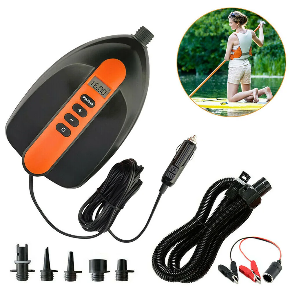 EAFC 12V SUP Board Pump 16/20 PSI Dual Stage Portable Electric Air PumpInflate for Stand Up Paddle Board PVC Boat Mattress
