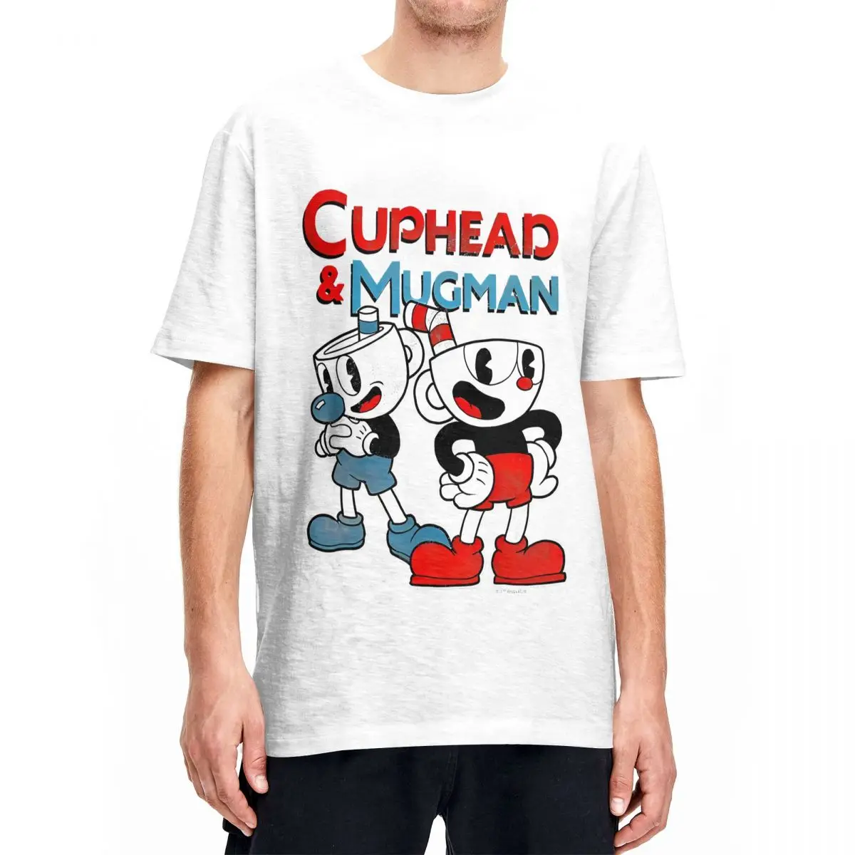 Men Women's Cuphead & Mugman Dynamic Duo T Shirt 100% Cotton Tops Leisure Short Sleeve O Neck Tee Shirt Plus Size T-Shirts